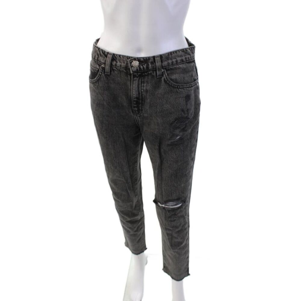 IRO Jeans Womens Cotton Distressed Raw Hem Straight Leg Jeans Gray Size 26